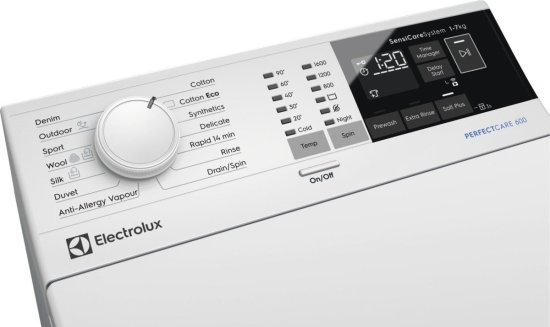 מכונת כביסה פתח עליון 6 ק''ג 1000 סל''ד Electrolux PerfectCare 600 EW6T4603AM - צבע לבן - תוצרת פולין