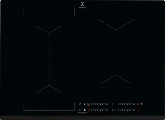 כיריים אינדוקציה Multizone עם 4 משטחי חימום 71 ס''מ 7350W דגם EIV734 מבית Electrolux - שחור עם מסגרת משופעת - תוצרת גרמניה