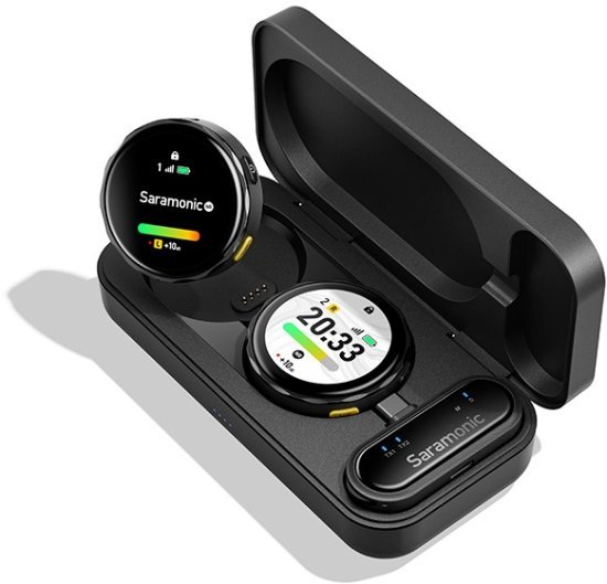 מערכת שני מיקרופונים ומארז טעינה בחיבור USB-C דגם Saramonic Blink Me U2