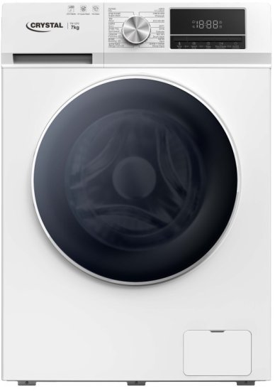 מכונת כביסה פתח חזית 7 ק''ג 1200 סל''ד Crystal TW1270 - צבע לבן