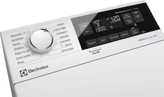 מכונת כביסה פתח עליון 7 ק''ג 1300 סל''ד Electrolux PerfectCare 600 EW6T3733BM - צבע לבן - תוצרת פולין