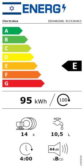מדיח כלים אינטגרלי מלא רחב 59.6 ס''מ Electrolux EEG48200L - תוצרת פולין