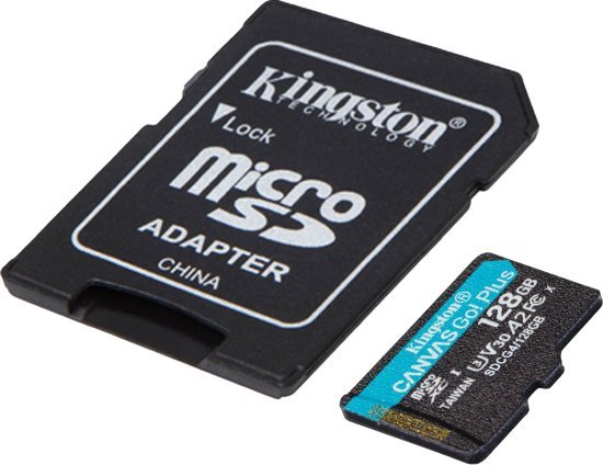 כרטיס זיכרון Kingston Micro SDXC Canvas Go Plus UHS-I SDCG4 / 128GB - נפח 128GB - עם מתאם SD