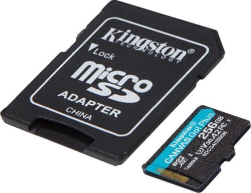 כרטיס זיכרון Kingston Micro SDXC Canvas Go Plus UHS-I SDCG4 / 256GB - נפח 256GB - עם מתאם SD