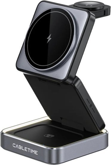 מעמד טעינה 15W אלחוטי 3 ב-1 עם תמיכה ב-MagSafe מבית Cable Time