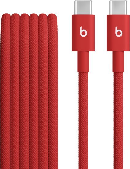 379341_b_1.jpg כבל עם ציפוי בד קלוע בחיבור USB-C ל- USB-C מבית Apple Beats - אורך 1.5 מטר - צבע Rapid Red