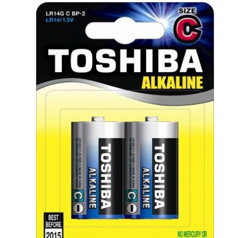 2 סוללות C לא נטענות Toshiba Alkaline