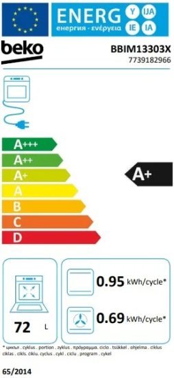 תנור בנוי 72 ליטר 9 תוכניות כולל AirFry דגם BBIM13303X מבית Beko  - שחור + נירוסטה