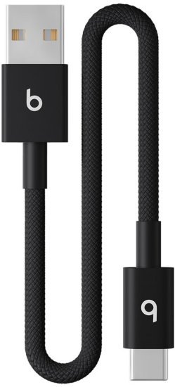 כבל עם ציפוי בד קלוע בחיבור USB-A ל- USB-C מבית Apple Beats - אורך 0.2 מטר - צבע Bolt Black