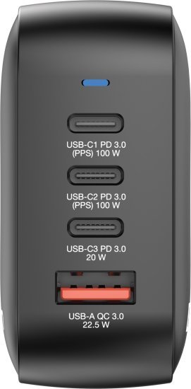 383959_b_1.jpg מטען קיר קומפקטי 100W עם 3 יציאות USB-C ויציאת USB-A לטעינה מהירה GaN מבית Verbatim