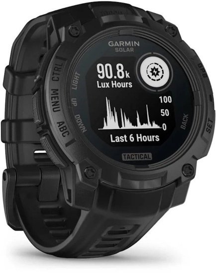שעון חכם Garmin Instinct 3 Solar Tactical Edition 45mm - צבע שחור עם רצועת סיליקון שחורה - כולל ממשק מלא בעברית - שנתיים אחריות יבואן רשמי על ידי רונלייט