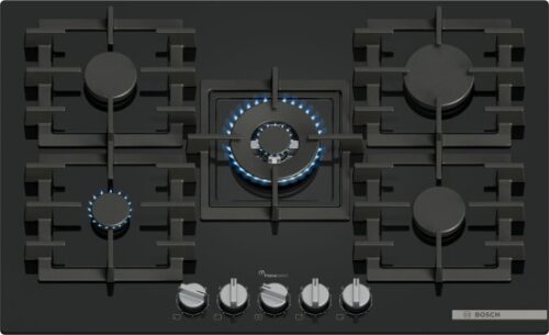 כיריים גז 5 להבות בישול 75 ס''מ Bosch Serie 6 PPQ7A6I40Y FlameSelect - זכוכית שחורה - שנה אחריות יבואן רשמי BSH