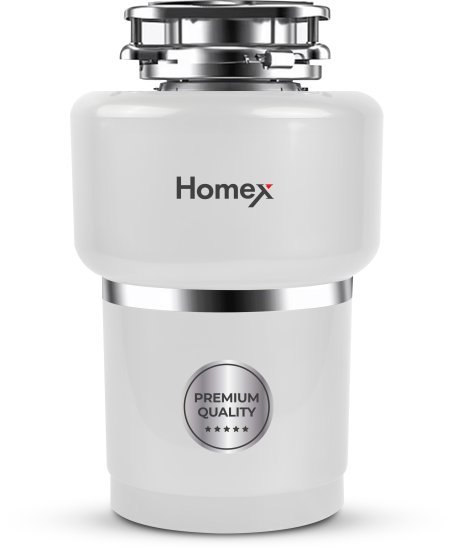 טוחן אשפה חכם 1 כ''ס 750W עם מפסק אלחוטי ופנאומטי כלול בערכה, מנוע AC אינדוקציה 2800 סל''ד, תא טחינה 1500 מ''ל, גריסת 5.5 ק''ג לדקה - דגם SGD-3000 מבית HOMEX בגימור לבן