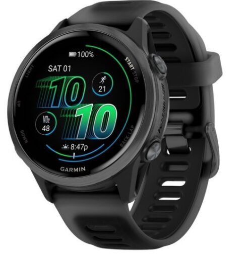 שעון חכם Garmin Forerunner 570 42mm - צבע אפור כהה עם רצועת סיליקון שחורה - כולל ממשק מלא בעברית - שנתיים אחריות יבואן רשמי על ידי רונלייט