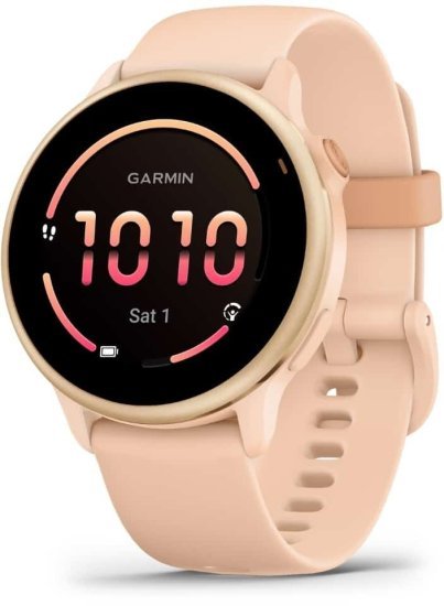 שעון חכם Garmin Vivoactive 6 - רצועת סיליקון בצבע ורוד מטאלי עם מסגרת בצבע ורוד מטאלי - כולל תמיכה מלאה בעברית - שנתיים אחריות יבואן רשמי על ידי רונלייט