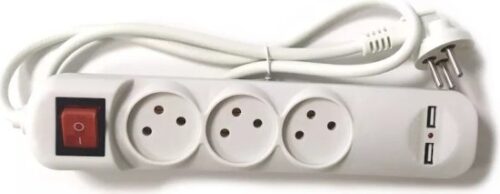 388965_b_1.jpg רב שקע 3 שקעים עם מפסק מואר ו-2 יציאות USB לטעינה באורך 1 מטר מבית Luggar