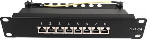פנל רשת 8 יציאות לתלייה בארון תקשורת CAT6A STP מבית Luggar