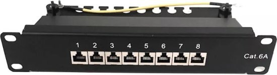 פנל רשת 8 יציאות לתלייה בארון תקשורת CAT6A STP מבית Luggar