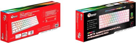 מקלדת גיימינג מיני מכנית אלחוטית Dragon RGB GPDRA-MMK61-B - צבע לבן