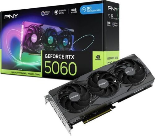 כרטיס מסך PNY RTX 5060 ARGB EPIC-X OC Triple Fan 8GB GDDR7