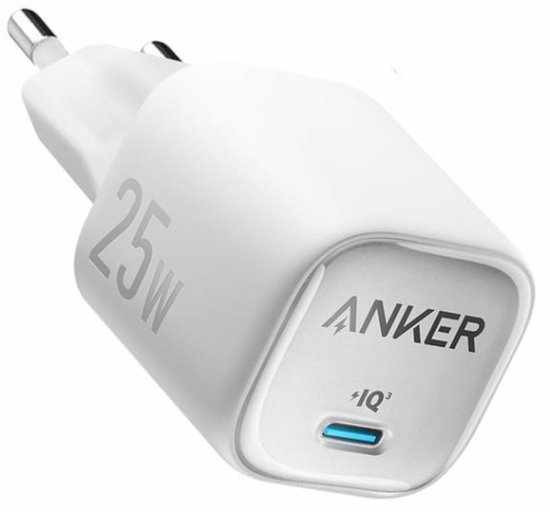 מטען קיר USB-C 25W מבית Anker - צבע לבן