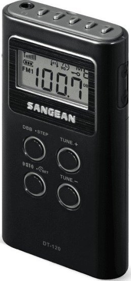 רדיו אנלוגי נייד (טרנזיסטור) Pocket 120 DT-120 מבית SANGEAN - צבע שחור
