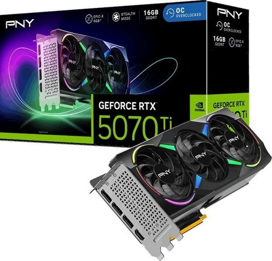 כרטיס מסך PNY RTX 5070 Ti ARGB EPIC-X OC Triple Fan 16GB GDDR7