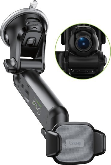 397144_b_1.jpg מעמד אוניברסלי לדשבורד / שמשת רכב משולב מצלמת רכב קדמית 2 ב 1 דגם Gripqi CHU100 - כולל כרטיס זיכרון 32GB במתנה