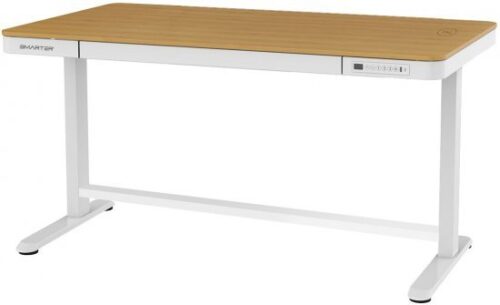שולחן חכם מתכוונן עם טעינה אלחוטית בגודל 140X70 ס''מ Smarter ET119W-CWB - צבע לבן משולב עץ אלון