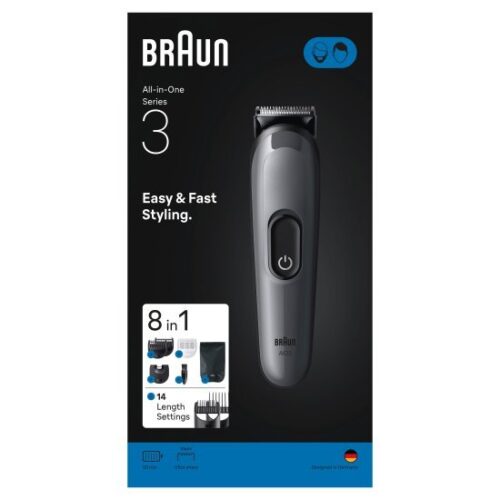 מכונת תספורת ועיצוב זקן 8 ב-1 Braun All-In-One Trimmer Series 3 Beard & Head AIO3540