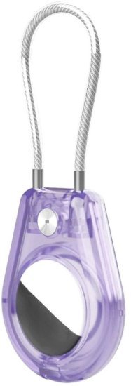 כיסוי מחזיק מפתחות ל-Apple AirTag דגם The Zephiron מבית Camel Mountain - צבע שקוף סגול