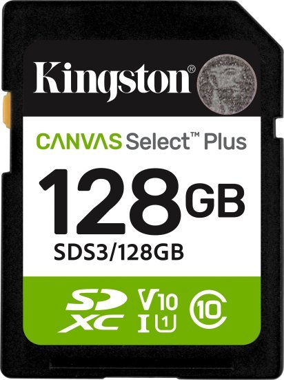 כרטיס זיכרון SDXC דגם Kingston Canvas Select Plus SDS3 / 128GB - נפח 128GB