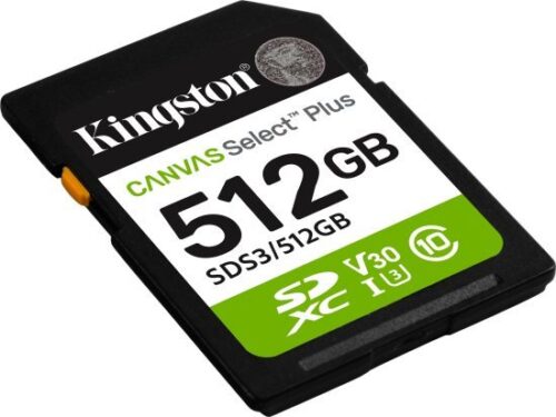 כרטיס זיכרון SDXC דגם Kingston Canvas Select Plus SDS3 / 512GB - נפח 512GB