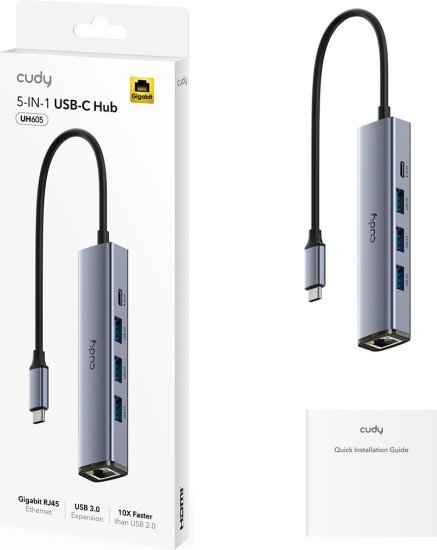רכזת 5-ב-1 עם חיבורי USB וחיבור רשת מבית Cudy