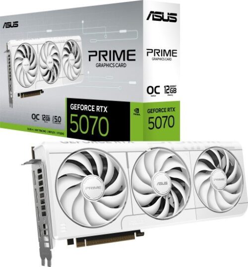 כרטיס מסך Asus PRIME RTX 5070 OC Edition White 12GB GDDR7 PRIME-RTX5070-O12G-WHITE - לבן