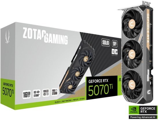 כרטיס מסך ZOTAC GAMING RTX 5070 Ti SOLID SFF OC 16GB GDDR7 ZT-B50710J3-10P