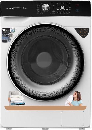 מכונת כביסה אינוורטר פתח חזית 10 ק''ג 1400 סל''ד Aiwa AI-100-F145083PIDC03 - צבע לבן