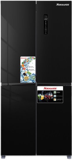 מקרר 4 דלתות מקפיא תחתון אינוורטר 540 ליטר Normande ND-920B No-Frost - זכוכית שחורה