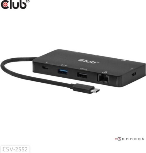 תחנת עגינה (Dock) ניידת 9 ב-1 עם תמיכה ברזולוציה של 8K@30Hz ו-Power Delivery 3.0 של עד כ-100W דגם CSV-2552 מבית Club3D