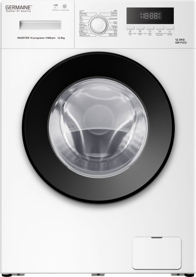 מכונת כביסה פתח חזית 12 ק''ג 1400 סל''ד Germaine GR-F212 - צבע לבן
