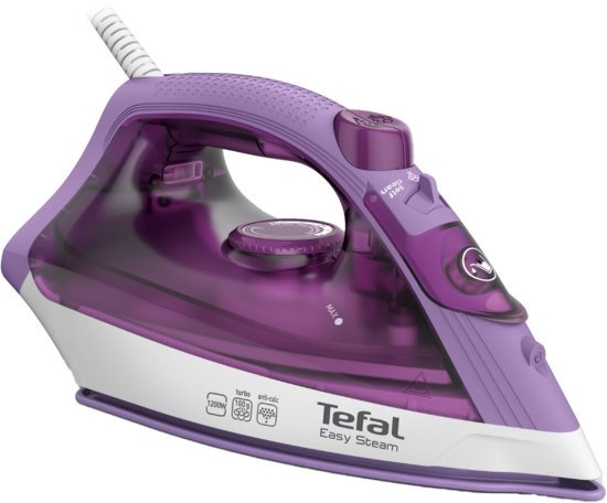 מגהץ אדים Tefal Easy Steam 1200W FV1953L3 - צבע סגול - חמש שנות אחריות יבואן רשמי על ידי ניופאן