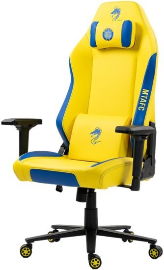 כיסא עבודה / גיימינג מדמוי עור דגם GPDRC-ALP-MTLV סדרת Alpine מבית Dragon - צבע צהוב / כחול במיתוג מכבי תל אביב