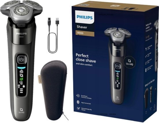 מכונת גילוח חשמלית לשימוש יבש ורטוב דגם X9002 / 05 בסדרת SkinIQ 9000 מבית Philips