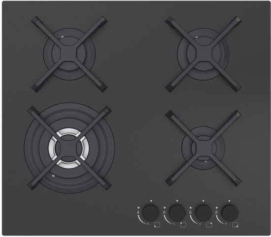 כיריים גז 4 להבות 58.4 ס''מ Normande ND-6047G - זכוכית שחורה מט