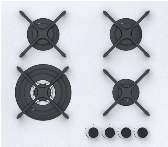 כיריים גז 4 להבות 58.4 ס''מ Normande ND-6047W - זכוכית לבנה מט