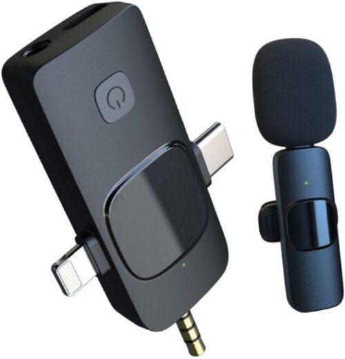 מיקרופון דש אלחוטי עם מקלט Energy K15 Type-C/Lightning / AUX