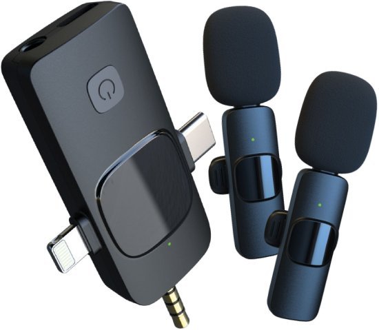 זוג מיקרופונים דש אלחוטיים עם מקלט Energy K15 Type-C/Lightning / AUX