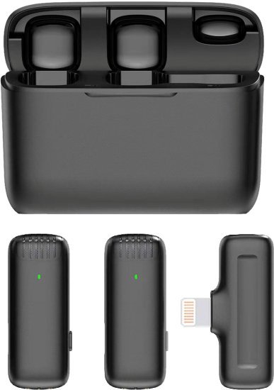 זוג מיקרופונים דש אלחוטיים Lightning כולל נרתיק טעינה Energy J13