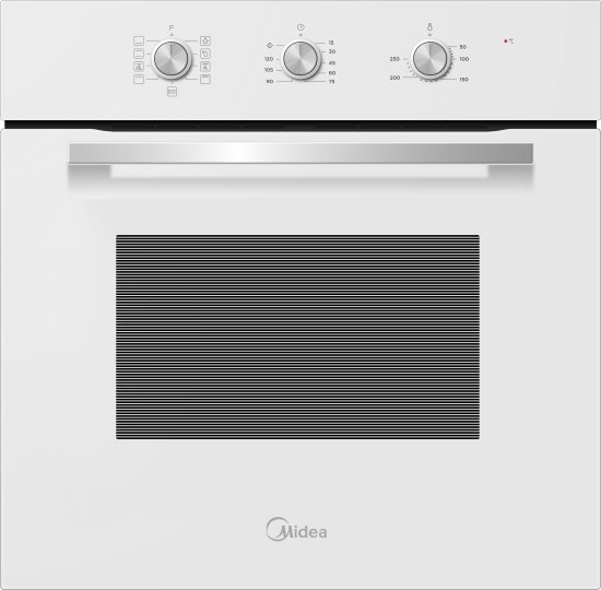 תנור אפיה בנוי מכני 70 ליטר 8 תכניות Midea 65DME30004WH - זכוכית לבנה