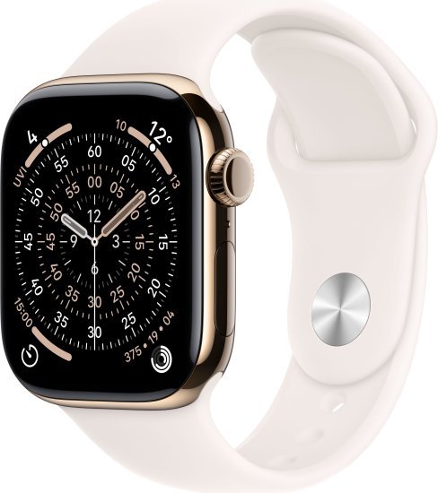 411355_b_1.jpg שעון חכם Apple Watch 42mm Series 11 GPS + Cellular צבע שעון Gold Titanium צבע רצועה Light Blush Sport Band גודל רצועה M / L